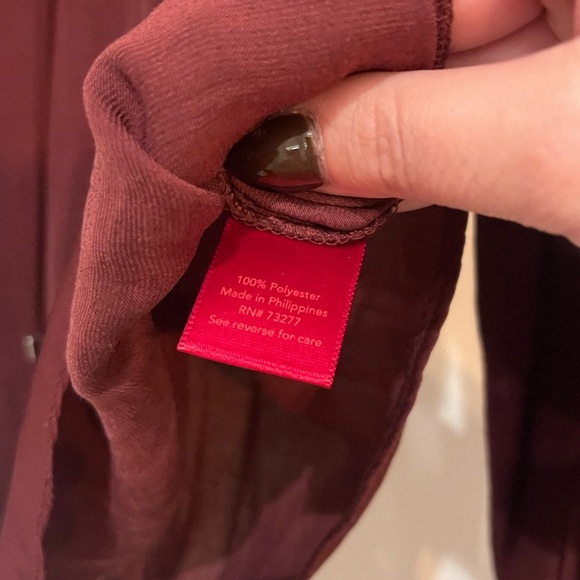 Jennifer Lopez Maroon Lace-Up Blouse - Picture 5 of 5